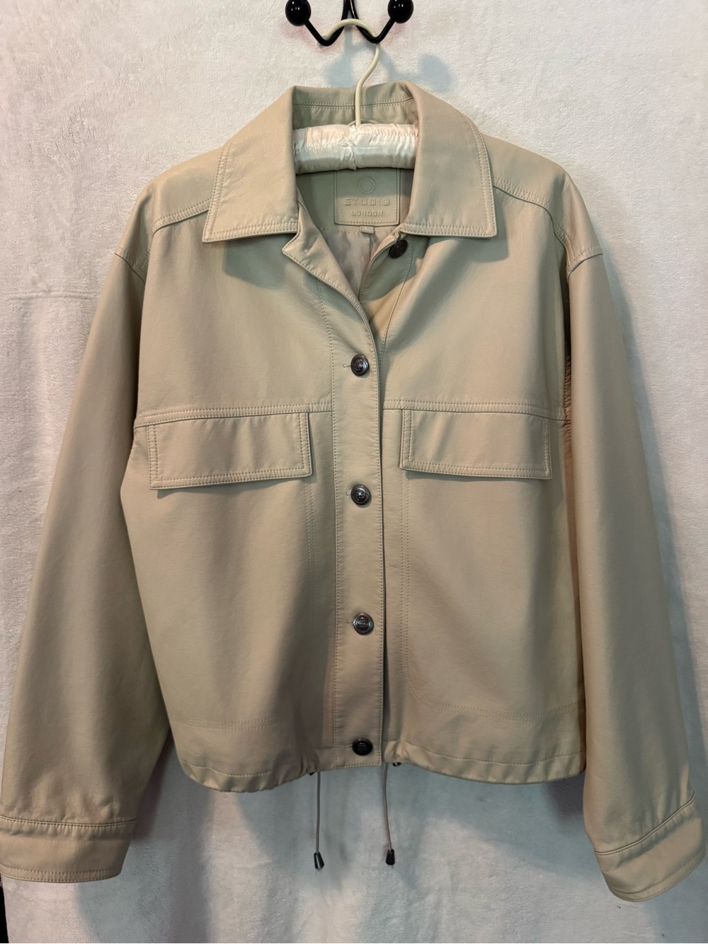 Max Studio Faux Leather Utility Jacket - Beige